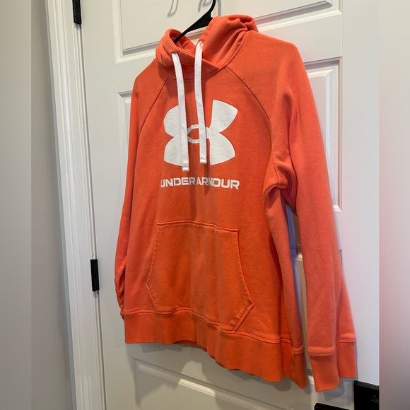 Under Armour Loose Fit Pink Coral Hoodie Sweatshirt Size Large - Picture 5 of 6